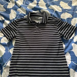 Navy and White Striped Polo Shirt boys M 10/12